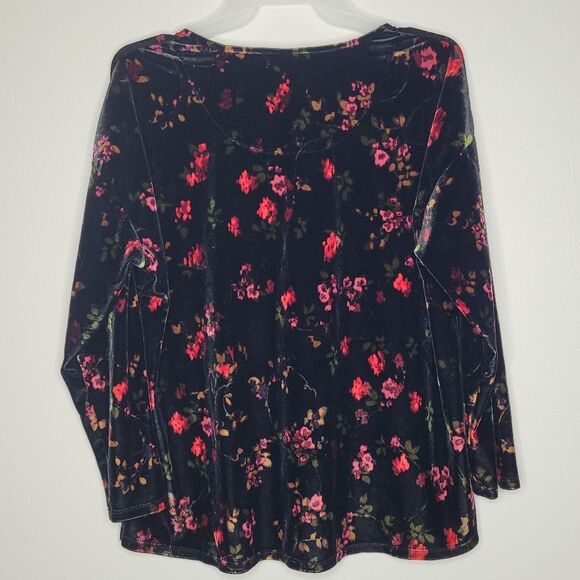 J jill velvet moody floral whimsigoth witchy long sleeve casual top medium p - Picture 2 of 6